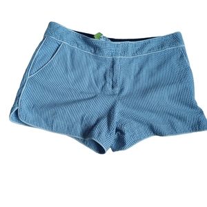 Elizabeth McKay Womens Short Flat Shorts Blue Pinstripes Wide Leg Size 8